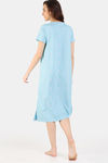 Zivame Desi Drama Knit Cotton Mid Length Nightdress - Aqua Sky — thumbnail 4